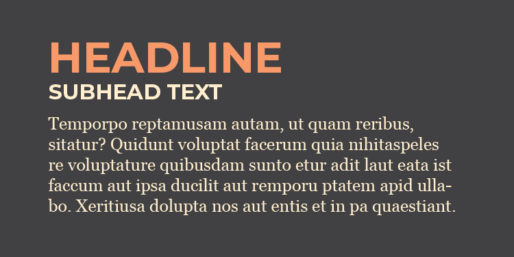 Typography example with placeholder text