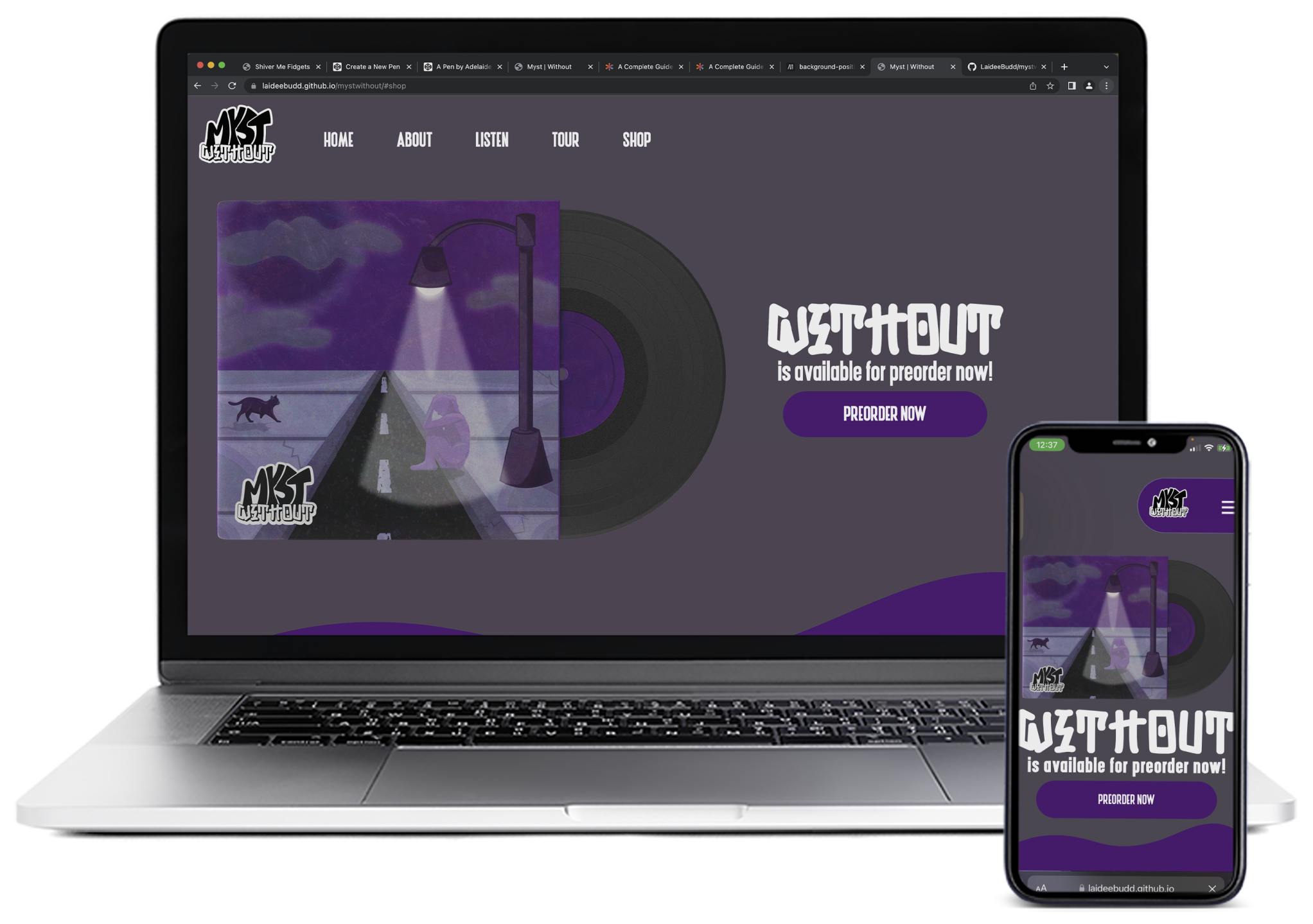 myst website mockup